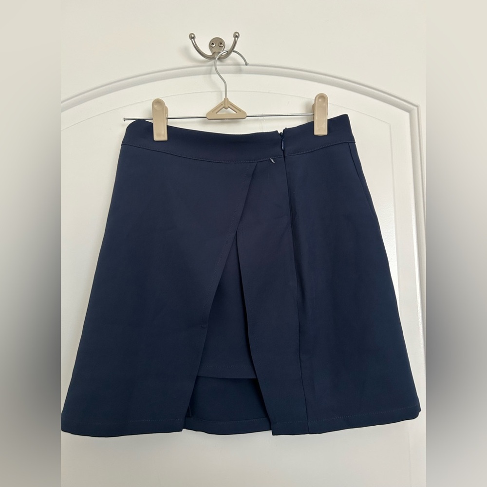 Commense Asymmetric Layered Split Mini Skirt Blue… - image 5